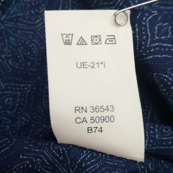 Van Heusen Men's Size XXL Navy & Teal Pattern Classic Loose Fit Shirt - Picture 6 of 9